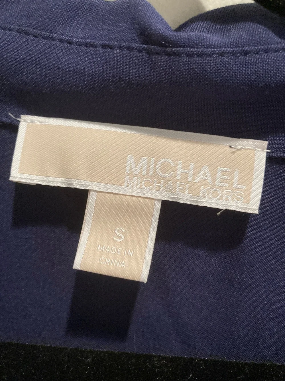 Michael Kors Dark Navy Button-Front Long Sleeve Shirt with Gold Buttons